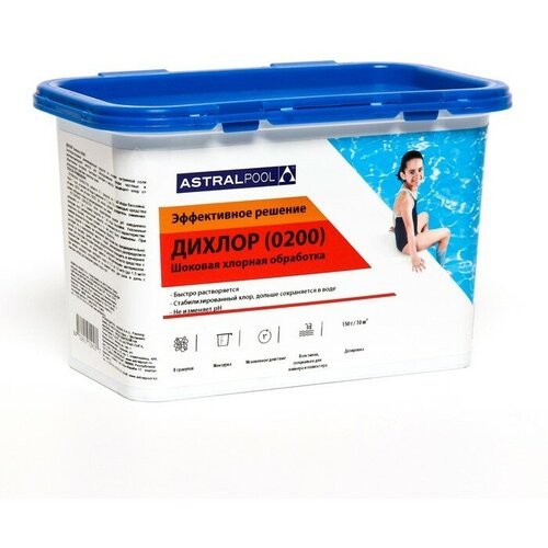 Средство 'Дихлор' AstralPool для обработки и ударной дезинфекции воды в бассейне, гранулы, 1 кг