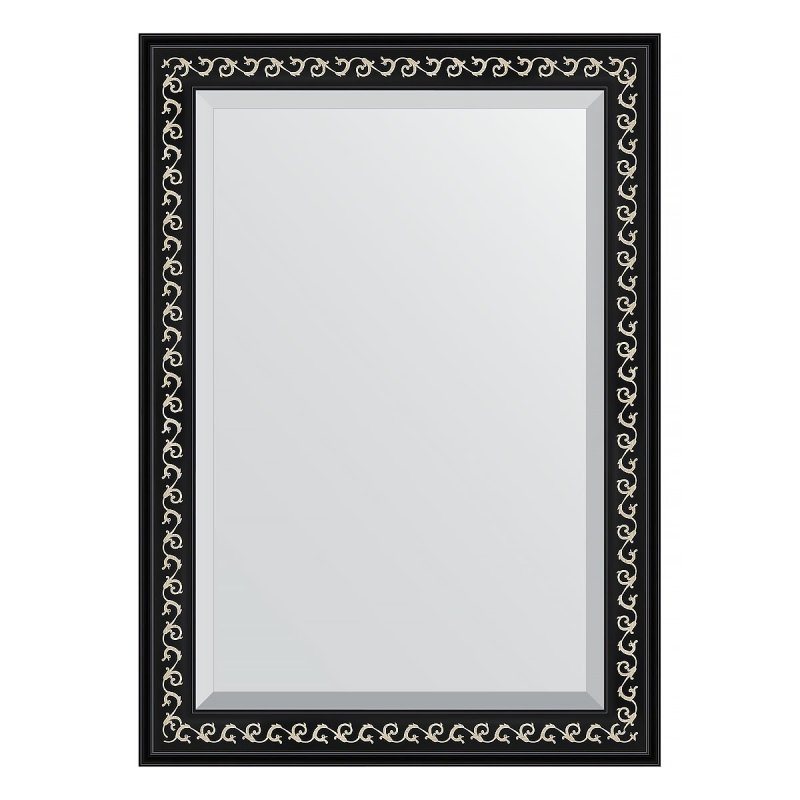 Зеркало с фацетом в багетной раме Evoform черный ардеко 81 мм 75х105 см