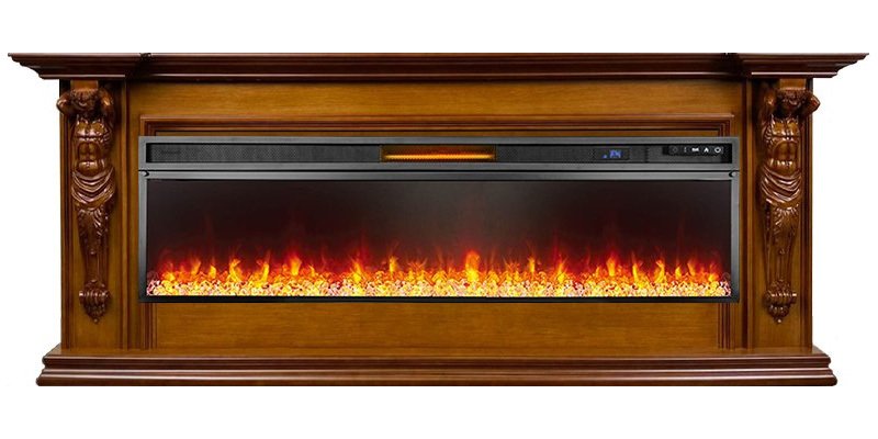 Линейный электрокамин Royal Flame Sparta 60 (орех) с очагом Vision 60 LED