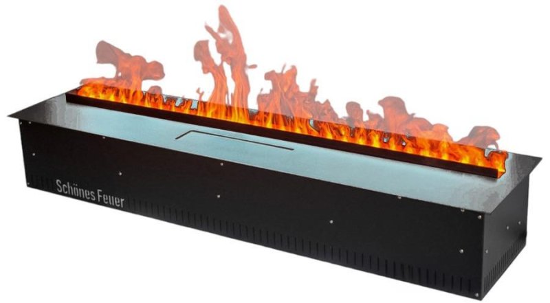 Встраиваемый очаг в модуль Schones Feuer 3D FireLine 1000 Pro стальной + синий цвет