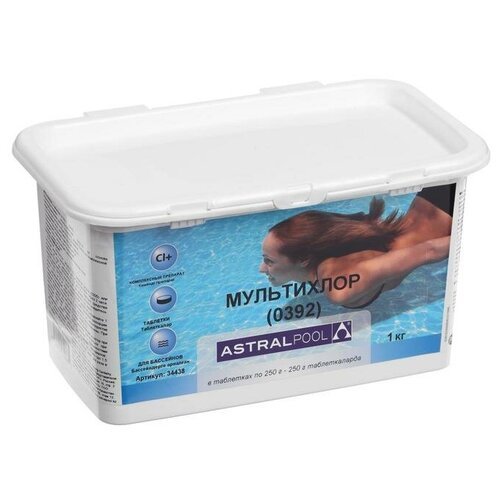 AstralPool Мультихлор AstralPool для дезинфекции воды и предотвращения появления водорослей и мутности в бассейнах, таблетки, 1 кг