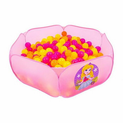 Шарики для сухого бассейна с рисунком 'Флуоресцентные', диаметр шара 7.5 см, набор 150 штук, цвета: оранжевый, розовый, лимонный